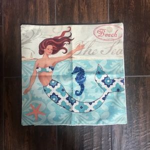 Mermaid Jute Pillow Cover 17" X 17" - NWOT